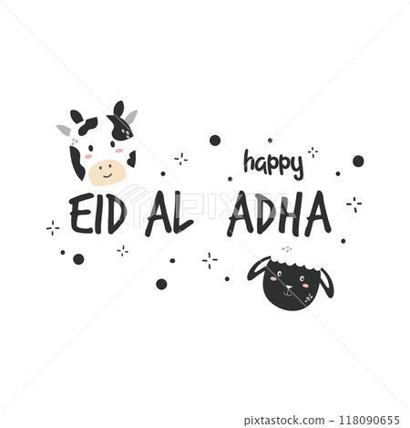 eid adha cartoon cute with goat and cow eid adha cartoon cute with goat and cow 118090655
