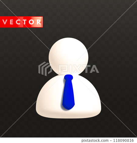 Realistic 3d user icon with blue tie Realistic 3d user icon with blue tie 118090816