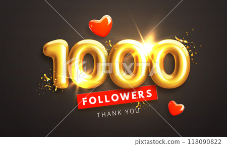 1000 followers banner with golden 3d numbers 118090822