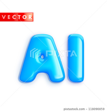 Artificial Intelligence. Glossy realistic 3D letters AI 118090859