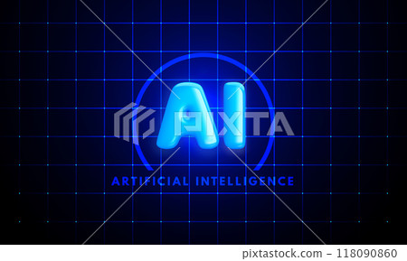 Artificial Intelligence. Glossy realistic 3D letters AI Artificial Intelligence. Glossy realistic 3D letters AI 118090860