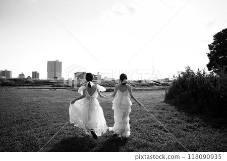 Same-sex couple wedding photoshoot 118090935