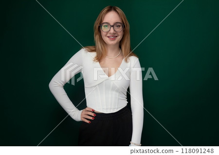 Woman in White Shirt and Black Pants 118091248