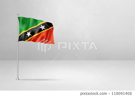 Saint Kitts And Nevis flag isolated on white concrete wall background 118091408