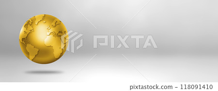 Gold world globe isolated on white background 118091410