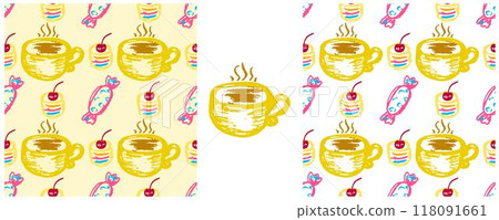 Children's drawings with wax crayons. Set Print Children's drawings with wax crayons. Set Print 118091661