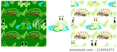 Children's drawings with wax crayons. Set Print 118091673