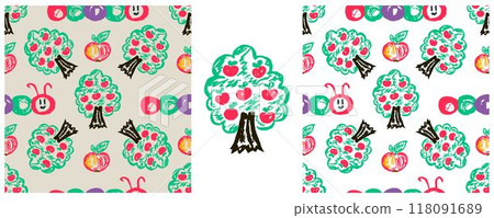 Children's drawings with wax crayons. Set Print 118091689