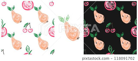 Children's drawings with wax crayons. Set Print 118091702