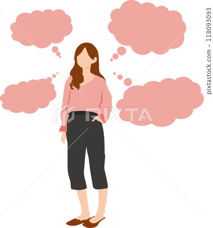 Illustration of a woman thinking Illustration of a woman thinking 118093093