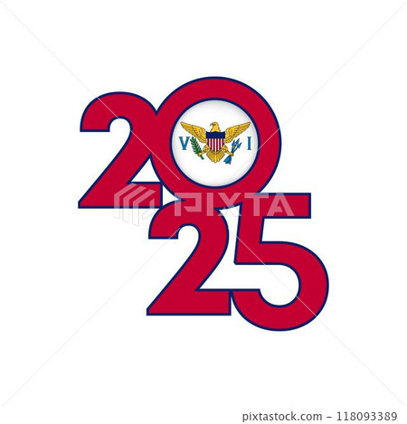 2025 banner with US Virgin Islands flag inside. Vector illustration. 118093389