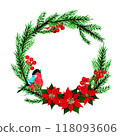Isolated object-46. Christmas watercolour wreath 1. 118093606