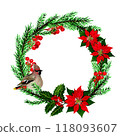Isolated object-47. Christmas watercolour wreath 2. 118093607