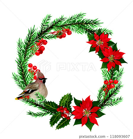 Isolated object-47. Christmas watercolour wreath 2. 118093607