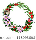 Isolated object-50. Christmas watercolour wreath 5. 118093608