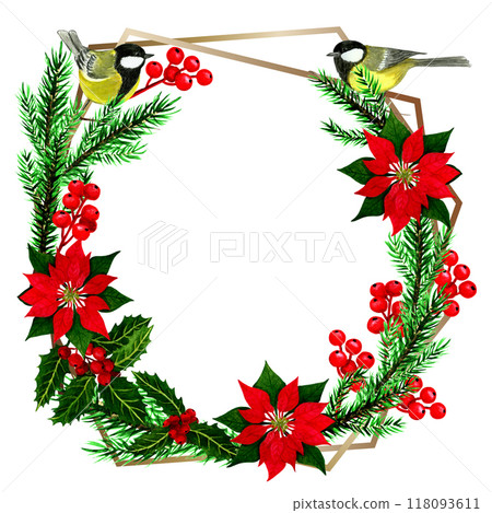 Isolated object-53. Christmas watercolour wreath 8. Isolated object-53. Christmas watercolour wreath 8. 118093611