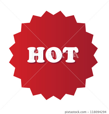 Illustration of HOT sale icon for online shopping, grocery shopping, marketing, promotion, best selling product, sticker, discount, print, ad template, campaign, social media, banner, brochure 118094294