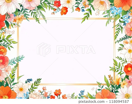 Colorful flower frame illustration image Colorful flower frame illustration image 118094587
