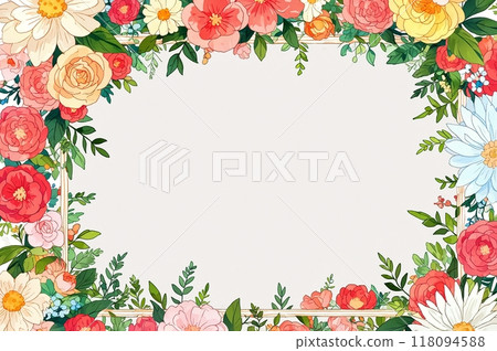 Colorful flower frame illustration image Colorful flower frame illustration image 118094588