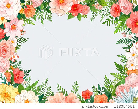 Colorful flower frame illustration image Colorful flower frame illustration image 118094591