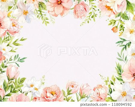 精緻柔和色彩的花朵的框架插圖圖像 精緻柔和色彩的花朵的框架插圖圖像 118094592