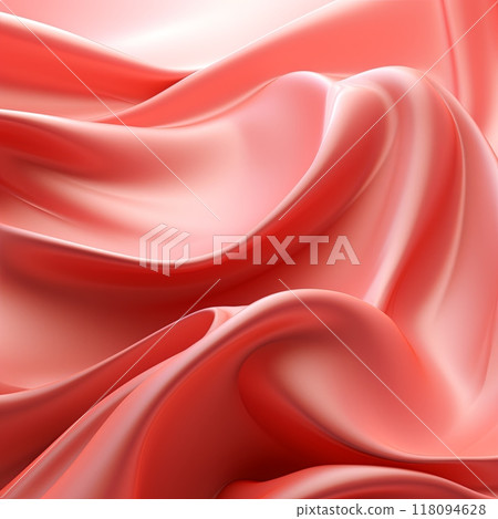 Red Wavy Creased Silk-Like Fabric Background 118094628