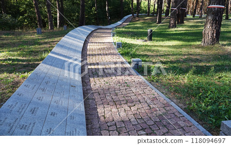 Kiev, Ukraine September 12, 2020: Memorial in the Bykivnyansky forest near Kiev, where thousands of Polish officers were shot by the NKVD in 1940 118094697