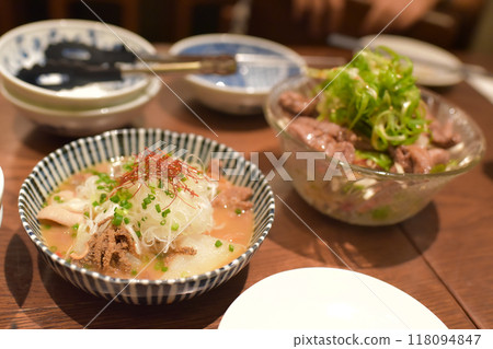 Stewed offal and salad Stewed offal and salad 118094847