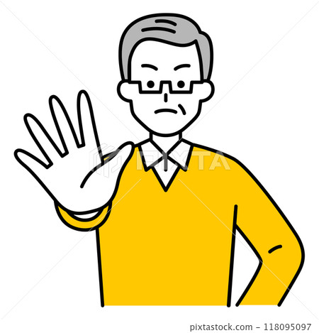 一位老人伸出右手拒絕 118095097