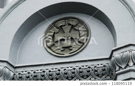 Kiev, Ukraine July 12, 2019: Monument to the Kiev and Novgorod prince Vladimir the Great, the monument is located in the center of Kiev on Vladimirskaya Gorka Kiev, Ukraine July 12, 2019: Monument to the Kiev and Novgorod prince Vladimir the Great, the monument is located in the center of Kiev on Vladimirskaya Gorka 118095119