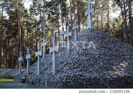 Kiev, Ukraine September 12, 2020: Memorial in the Bykivnyansky forest near Kiev, where thousands of Polish officers were shot by the NKVD in 1940 118095196