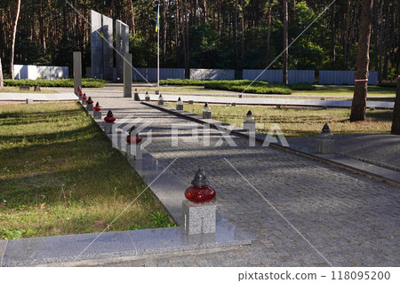 Kiev, Ukraine September 12, 2020: Memorial in the Bykivnyansky forest near Kiev, where thousands of Polish officers were shot by the NKVD in 1940 Kiev, Ukraine September 12, 2020: Memorial in the Bykivnyansky forest near Kiev, where thousands of Polish officers were shot by the NKVD in 1940 118095200