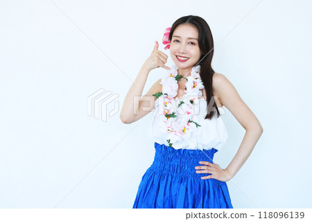 A woman dancing hula A woman dancing hula 118096139