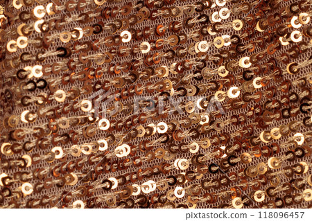 Gold Sequins Fabric Macro Close-Up Gold Sequins Fabric Macro Close-Up 118096457