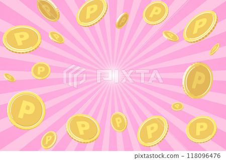 Pink sunburst and point coin background illustration Pink sunburst and point coin background illustration 118096476
