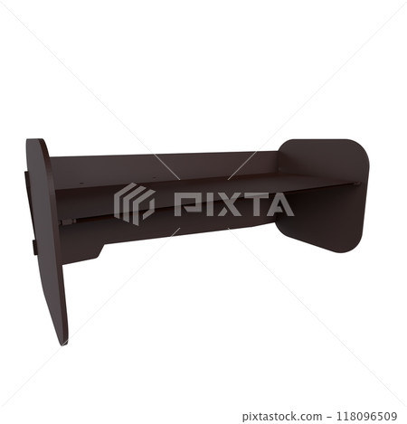 Modern 3D rendering of a minimalist dark wood shelf design Modern 3D rendering of a minimalist dark wood shelf design 118096509