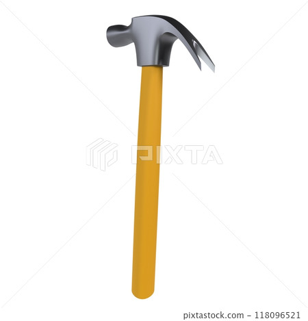 3D hammer with yellow handle on a white background 118096521