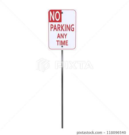 No parking sign rendered in 3D for urban street setting at night 118096540