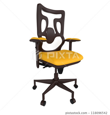 Modern ergonomic office chair in bright yellow and black design 118096542