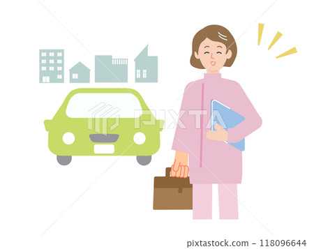 Illustration of visiting caregiver/visiting nurse 118096644