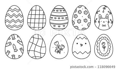 Set of cute decorative Easter eggs Set of cute decorative Easter eggs 118096649