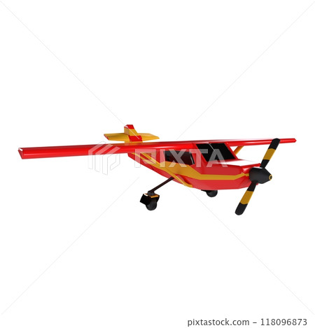 Vivid 3D rendering of a colorful aircraft model in flight position Vivid 3D rendering of a colorful aircraft model in flight position 118096873