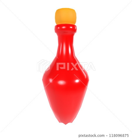 3D rendering of a red ketchup bottle with a yellow cap 118096875