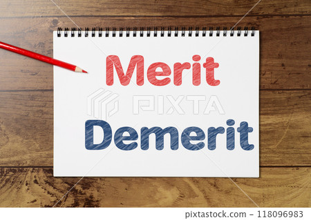 Colored pencils showing merit and demerit Colored pencils showing merit and demerit 118096983