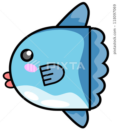 An illustration of a cute and popular saltwater fish called sunfish at aquariums 118097069