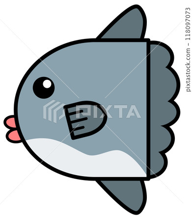 水族箱裡可愛流行的鹹水魚翻車魚的插圖 118097073