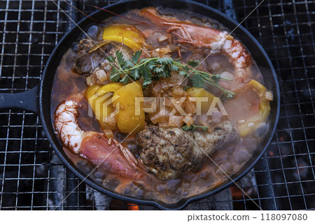 Paella made at camp 118097080