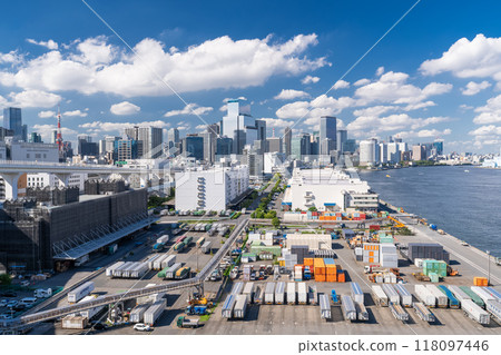 Tokyo: Summer skyline of Tokyo city, view from the bay area Tokyo: Summer skyline of Tokyo city, view from the bay area 118097446