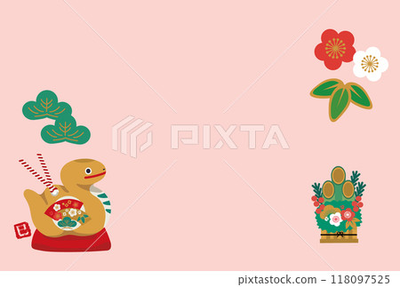 2025 New Year's card design Year of the Snake Clay Bell illustration 2025 New Year's card design Year of the Snake Clay Bell illustration 118097525