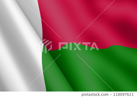 Madagascar waving flag 3d illustration 118097621